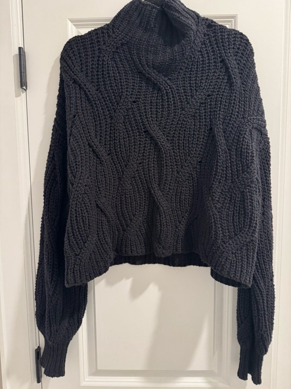 Free People Chunky Cable Knit Mock Neck Sweater